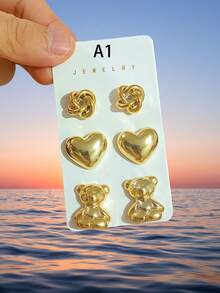 6-12件金色时尚耳环套装，时尚优雅，适合日常佩戴、派对佩戴，是馈赠佳品。 - 彩色 - 查看 2