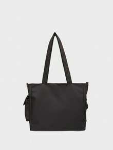 这款时尚多功能纯色单肩包配有樱桃吊坠，外观时尚优雅。它集大容量单肩包、休闲校园包和旅行包于一体，适合校园和旅行使用。 - 黑色 - 查看 4