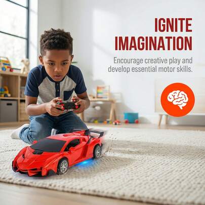 Transforming Car Robot, Remote Control Racing Car Toy, 1:18 Scale 360 ° Rotating Drift, One-Button Transformation, Suitable For Children Aged 3 And Above, Educational Toys, Birthday Gifts, Children's Day Gifts