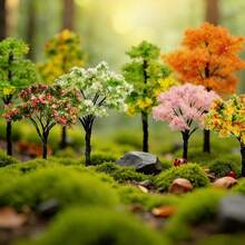 1/10pcs 6.5cm Mixed Model Trees, DIY Craft, Architecture Model, Landscape Scenery, Natural Green, Handmade Scene, Wire Flower Trees, Finished Mini Landscape Model Trees, Modeling Material 65mm - Simulated Miniature Wire Flower Tree - View 4
