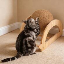 Wooden Cat Scratcher Toy, Indoor Interactive Cat Toy, Sisal Rope Cat Scratching Ball - Ginger - View 2