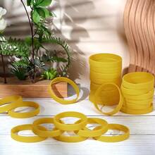 100 Pcs Solid Color Rubber Wristbands Rubber Bracelets Silicone Wristbands Sports Bracelets Bulk Adult Wrist Bands For Event Women Men Party Decorations(Gold) - 金色 - 查看 5