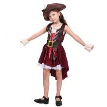 Bộ trang phục cướp biển cho bé gái, bao gồm mũ và váy, thích hợp cho các bữa tiệc hóa trang, lễ hội. - Màu be - View 4