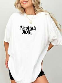 Women's Pure Cotton T-Shirt,Fun Printed T-Shirt  Shirt, Immigrants Make America Great T-Shirt, No One Is Illegal Graphic Tee, Activism Clothing Golf Gift T-Shirt For Men And Women,Summer Outfits For Women,Valentine Outfits For Women - 白色 - 查看 1