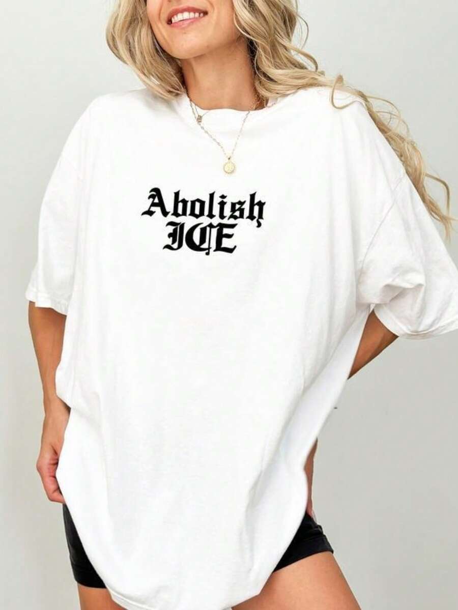 Women's Pure Cotton T-Shirt,Fun Printed T-Shirt Shirt, Immigrants Make America Great T-Shirt, No One Is Illegal Graphic Tee, Activism Clothing Golf Gift T-Shirt For Men And Women,Summer Outfits For Women,Valentine Outfits For Women - 白色 - 查看 1