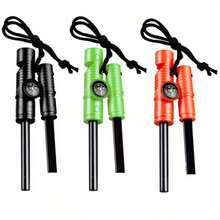 Encendedor de Magnesio de Rodillo de Hierro Fiable para Todo Clima con Brújula Cuerda Paracord y Silbato Piedra de Hacha de Supervivencia Ideal para Campamento Senderismo Mochilero y Emergencias al Aire Libre - estilo luminoso - Ver 10