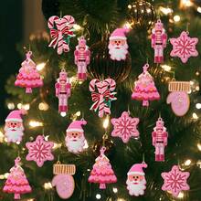 16/20件粉色姜饼人和圣诞树装饰品，圣诞装饰品，圣诞树装饰套装，适用于圣诞树装饰、圣诞派对、家居装饰、婚礼、商店橱窗、室内外装饰 - 彩色 - 查看 11
