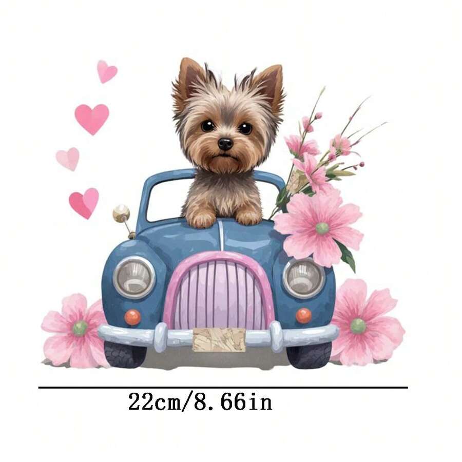 1片/2片/3片装可爱小狗驾驶图案熨烫贴片，可水洗熨烫，适用于T恤、牛仔裤、毛衣、手提包、枕头、靠垫等。 - L - 查看 1