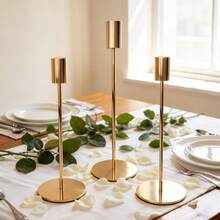 6pcs Gold Metal Tapered Candle Holders, Decorative Candle Holders Suitable For Weddings, Restaurants, Parties - Antique Brass, Fireplace Decor Pillar Candle Holders, Suitable For Weddings, Home Decor, Holiday Parties, Festive Home Decoration - Multicolor - View 7