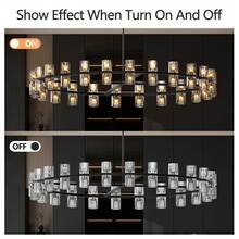Arlgsite Modern 48 Inch Black Round Chandelier Light Fixture, Crystal For Dining Room, Living Room, Wagon Wheel Over Table - 48in - View 8