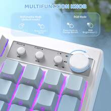 ATTACK SHARK FREEWOLF K100 99键游戏薄膜无线键盘，带媒体旋钮，三模蓝牙/2.4GHz/USB-C，侧印按键，RGB背光，复古可爱奶油色静音电脑键盘 - 彩色 - 查看 5