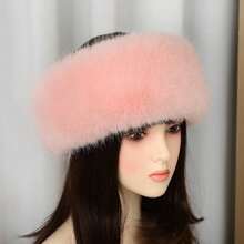 1pc Elegant Polyester Fiber Warm Elastic Headband, Faux Fur Trim, Windproof, New Fluffy Faux Fox Fur Earmuffs, Ponytail Holder, Thick Warm Mongolian Fur Hat, Autumn/Winter - Multicolor - View 16