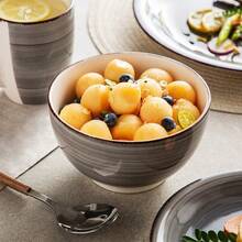 16pcs Hand-Painted Stoneware Dinnerware Set For Four, Including Dinner Plates, Dessert Plates, Cereal Bowls, And Mugs In Grey. - Grey - View 7