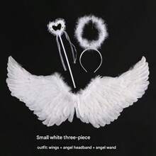 1 Set - Angel Feather Wings, Fairy Wand, Angel Headpiece, 3-Piece Toy Set, Wings, Feathers, Wand, "Random Color Feathers (Faux Feathers)", Angel Wings, Women's Angel Costume, Adult Angel Wings, Angel Costume, Wing Costume, White Wings, Black Wings, Black Angel Wings, Angel Halo, Creative Angel Feather Wings, Fairy Wand, Suitable As Christmas, Thanksgiving And Birthday Gift - Multicolor - View 18