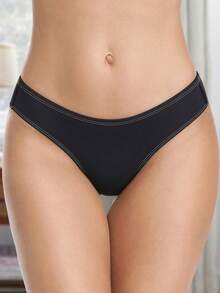 5pcs/Set Women's Solid Color Underwear Set, Comfortable Breathable Bikini Panties - Multicolor - View 4