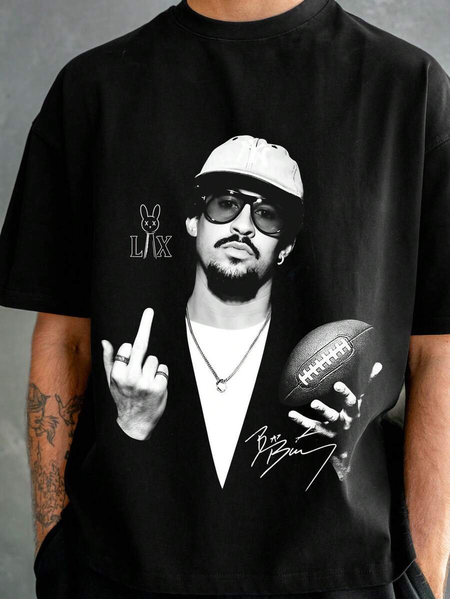 Benito Bowl Men's Crew Neck Short Sleeve Graphic Tee, Casual Everyday Wear - Black - View 1