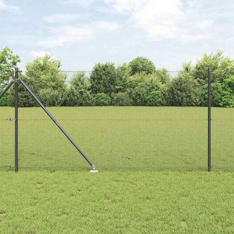 vidaXL 25 X 1,4 M (16 X 16 Mm Maschen) Stahl Und PVC Zaunpfosten, Grau - A - View 1