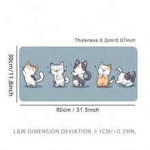 1 Extra-Large Rubber Desk Mat With Anti-Slip Function | Features Precision Stitching And A Fun Blue Cartoon Cat Dancing Design - A Durable Mouse Pad Suitable For Office, Gaming, Or Home Computer Use. - Mouse Pad - View 8