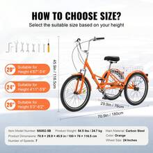 Folding Adult Tricycle, 26-Inch 7-Speed Adult Folding Trikes, Carbon Steel 3 Wheel Cruiser Bike With Basket & Adjustable Seat, Shopping Picnic Foldable Tricycles For Women, Men, Seniors (Pink) - 橘色 - 查看 7