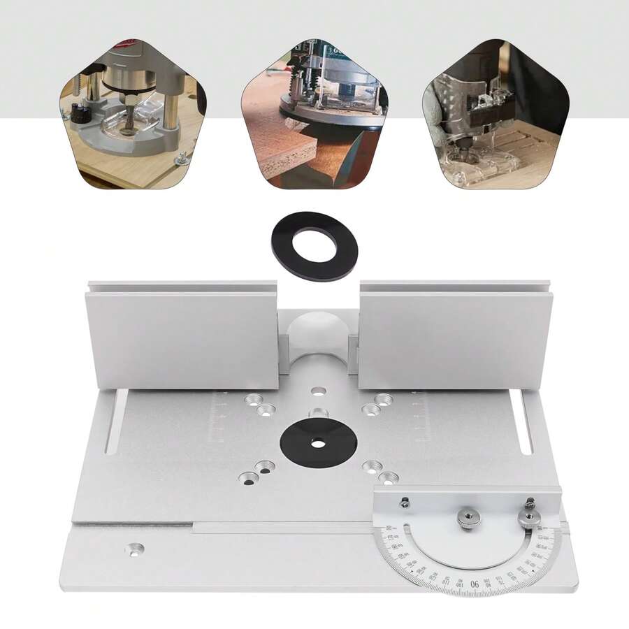 HYYKJ-US Router Table Insert Plate, Aluminum Alloy Wood Milling Flip Board, Trimming Tools, Woodworking Engraving Machine Flip Plate (Silver) - Silver - View 1