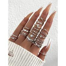 Comercio Exterior Transfronterizo Dropshipping Anillos de Mujer Anillos de Moda Estilo Punk Cruz Mariposa Corazón - Oro 11 - Ver 9