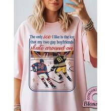 The Only ICE I Like Is The Ice My Two Gay Boyfriends Skate Around On Comfort1 Colors1 Shirt, Hockey Romance Fan Gift - Hồng - Xem 2