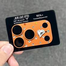 时尚闪亮3D立体心形钻石镜头保护膜，兼容 17 Pro Max/17 Pro，防刮镜头保护膜，奢华闪亮彩色水晶透明相机镜头盖，适用于日常、办公室、家庭使用，闪亮水晶防水防震防摔防刮。 - 藍色 - 查看 6