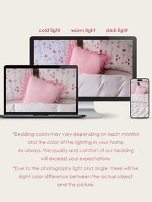 1pc Romantic French Ruffle Quilted Envelope Pillow Cover (Pillow Insert Not Included), Exquisite Romantic Decorative Pillow Sham For Bedroom/Dorm/Sofa/Lounge Chair, Gift For Loved Ones, Oeko-Tex Certified - Pink - View 5