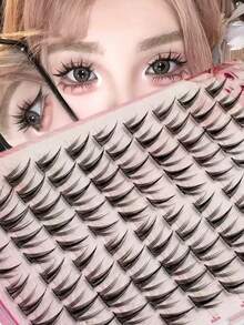 100pcs/Pack High Capacity Glue-Free Sunflower False Eyelashes, Quick Makeup Application, Cat Eye Style, Lightweight, Curved, Dense Lashes, Sunflower Design, Natural & Soft, Versatile Styles, Reusable Lash Clusters, Slouchy Person Single Cluster, Natural Curl For Daily Use, Segmented Lash Extension - C - View 6