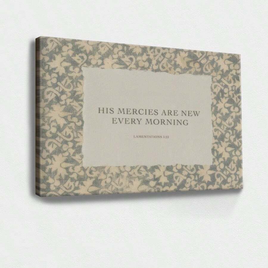 1pc His Mercies Are New Every Morning Poster, Inspirational And Motivational, Easter Decor Framed Wall Art, Wrapped Canvas Poster Vintage Prints, - Minimalist, Typography, Minimalist, Graphic Design Style, Birthday Party Decor, Decorative Wall Art for Living Room Bedroom Office, Hanging Hardware Included - Wrapped Framed Canvas, Horizontal - Lienzo enmarcado - Ver 1