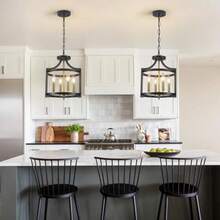 Lámpara de techo de color  y níquel para lámpara de comedor 4 luces semi empotradas convertible moderna colgante para entrada vestíbulo cocina a y recámara-003 - Negro y dorado - Ver 3