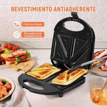 LSXD Sandwic 750W Panini Electrica con Recubrimiento Antiadherente Luz Indicadora Fácil de Limpiar Mini Prensa para Hacer 2 Sandwiches Pequeños Cocina Electrodomesticos - Negro00 - Ver 4