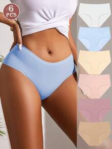 6条装女士无缝比基尼内裤，隐形贴身，柔软弹力，XS-XL码 - 彩色 - 查看 2