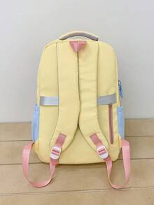 1pc Unisex Nylon Backpack, High-Quality Stylish Backpack For Teenagers, School Bag With Large Capacity And Ergonomic Design, Fashionable Contrast Color, Versatile For Outdoor, Travel, Work, School, Gift - Green - View 5