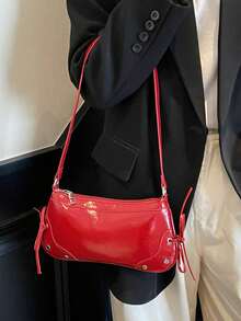 New Fashion Casual Bow Decor Handbag, Suitable For Parties, Outings, Shopping And Daily Use, Can Store Coins, Phones, Also Suitable As A Work Bag For White-Collar, College Students And Office Workers, Elegant Ladies Bag - Red - View 2