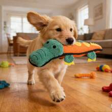 1pc Crocodile Shaped Dog Doll, Plush Doll Suitable For Small Cats And Dogs, Self-Entertainment And Interactive Play - Multicolor - View 1