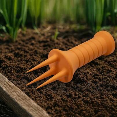1pc Garden Soil Aerator Tool, Household Potted Plant Soil Ventilator, Succulent Soil Loosening Tool, Manual Soil Cultivator, Gardening Rake, Small 4-Tine Soil Aerator, Balcony Vegetable Planting Soil Loosening Tool, Non-Root Damaging Soil Loosener, Gardening Planting Accessory Tool