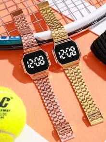 1 件青少年 LED 屏幕钢带电子数字手表，适合生日、毕业礼物 - 黑色 - 查看 7