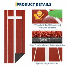 CuisinSmart 10 X 3 Ft Softball Pitching Mat,Softball Practice Mat With Rubber Mound&Premium Rubber Base & Anti-Fade Turf, Foldable Softball Pitching Mat For Indoor/Outdoor Practice - Red - View 3
