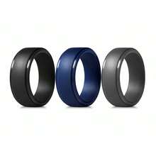 Bộ 3 nhẫn silicon cho nam, nhẫn cưới bằng cao su dẻo rộng 8mm, bộ nhẫn thể thao thoải mái, trang sức phong cách sống năng động. - Nhiều màu - Xem 13