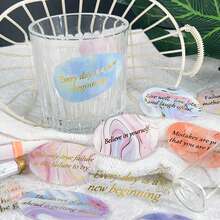 50Pcs Transparent Inspirational Sticker Golden Foil Motivational Stickes Aesthetic Stickers Craft Supplies PET Vinyl Sticker - Multicolor - View 7