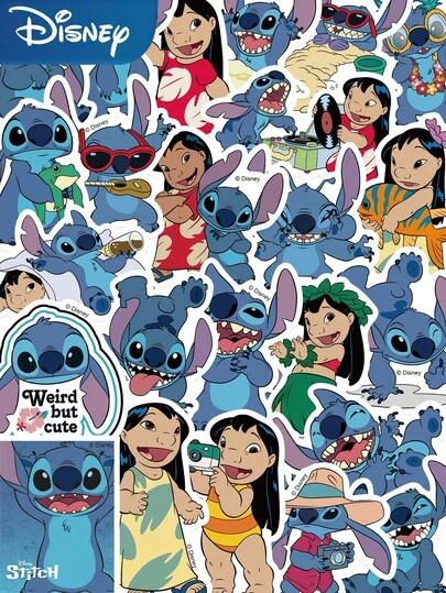  50pcs Disney Stitch Sticker Cartoon Anime Lilo Pelekai Decals For Laptops Luggage Skateboard Bicycle Phone Stickers Gifts Toy
