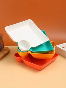 1/2/4pcs Plastic Dipping Sauce Plates, Creative Square Dessert Plates/Dumpling Plates, Suitable For Dumplings, Kitchen Supplies - Multicolor - View 4