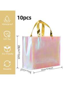 15/10/6pcs Rainbow Gradient Glitter Gift Bags, Pink Non-Woven Fabric Tote Bags, Fashionable Bridesmaid Gift Bags, Durable Shopping Bags, Suitable For Weddings, Bachelorette Parties, Gift Packaging, Decorations - Multicolor - View 8
