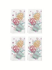 1/2/4件装复活节厨房毛巾，色彩鲜艳的鸡蛋爱心复活节花卉图案厨房毛巾，春季农舍假日手巾，尺寸15.7x23.62英寸 - 彩色 - 查看 12