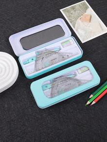 7件套绘图尺套装，包含尺子、橡皮擦及其他工具，创意金属盒包装，经久耐用，日常测量和绘图工具，学习必备文具 - 彩色 - 查看 6