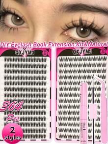 364 Pcs/28 Rows C-Curl Comic DIY Eyelash Extension Set With Anime Cartoon Natural Look Eyelash Clusters Suitable For Beginners. Single Eyelash With Eyelash Adhesive Kit Included. Especially Suitable For Cosplay, Dating, Daily Life, Party, Stage, Travel, A Must-Have For Mother's Day, Easter, Thanksgiving, Christmas, Halloween Makeup. - màu đen - Xem 6