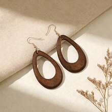 6 Pairs/Set Women's Jewelry, Lightweight Wooden Texture Mixed Pendants, European & American Classic, Suitable For Celebrations, Parties, Women's Fashion Jewelry - 6 Pairs - View 3