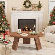 CuisinSmart Round Coffee Table,33.5" Circle Center Table,Wooden Coffee Tables For Living Room, Bedroom,,Apartments,Easy Assembly - Brown - View 7