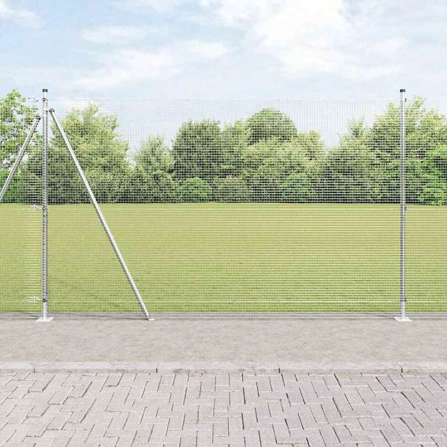 vidaXL 50 x 1,4 m (16 x 16 mm Gewebe) Stahlzaunpfosten, silber - A - Visualizzare 1